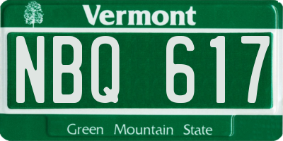 VT license plate NBQ617