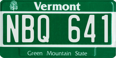 VT license plate NBQ641