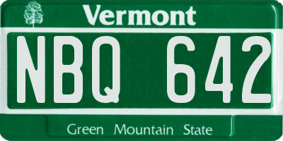 VT license plate NBQ642