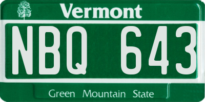 VT license plate NBQ643