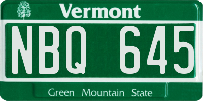 VT license plate NBQ645