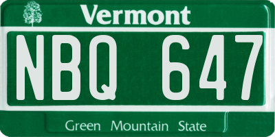 VT license plate NBQ647