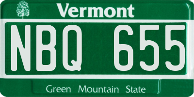 VT license plate NBQ655