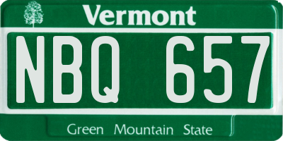 VT license plate NBQ657