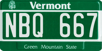 VT license plate NBQ667
