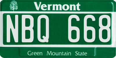 VT license plate NBQ668
