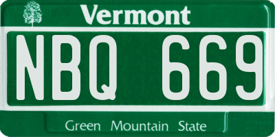 VT license plate NBQ669