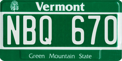 VT license plate NBQ670