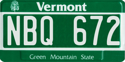 VT license plate NBQ672