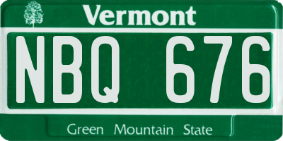 VT license plate NBQ676
