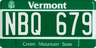 VT license plate NBQ679