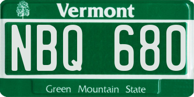 VT license plate NBQ680