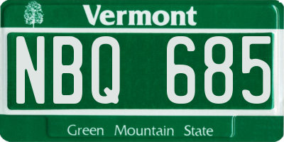 VT license plate NBQ685