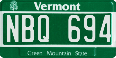 VT license plate NBQ694