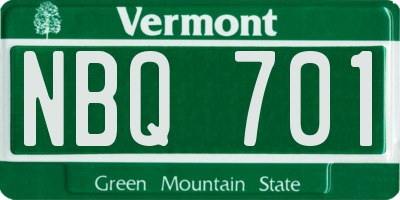 VT license plate NBQ701