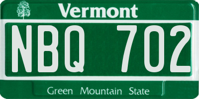 VT license plate NBQ702