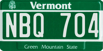 VT license plate NBQ704