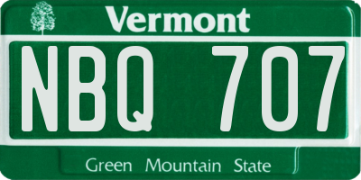 VT license plate NBQ707