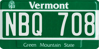 VT license plate NBQ708