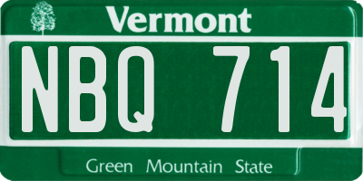 VT license plate NBQ714