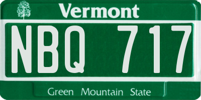 VT license plate NBQ717