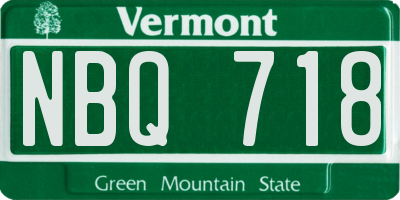 VT license plate NBQ718