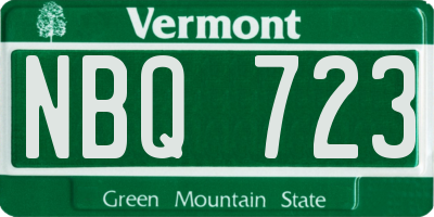 VT license plate NBQ723