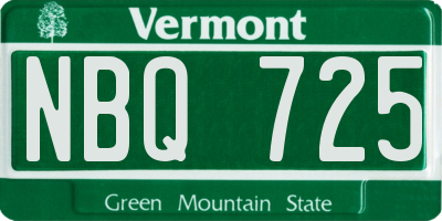 VT license plate NBQ725