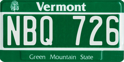 VT license plate NBQ726