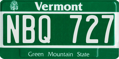 VT license plate NBQ727