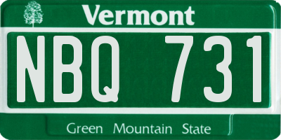 VT license plate NBQ731