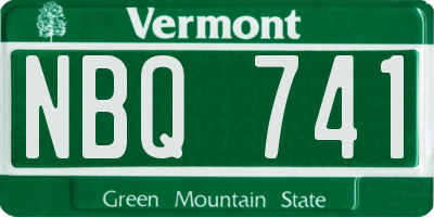 VT license plate NBQ741
