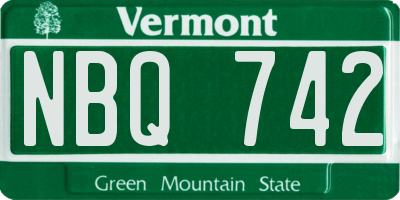 VT license plate NBQ742