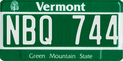 VT license plate NBQ744