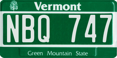 VT license plate NBQ747