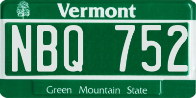 VT license plate NBQ752