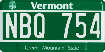 VT license plate NBQ754