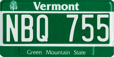 VT license plate NBQ755