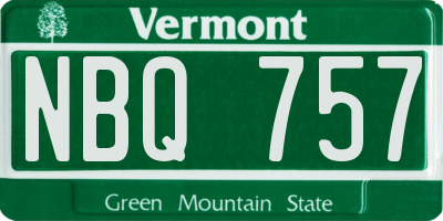 VT license plate NBQ757