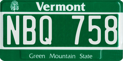 VT license plate NBQ758
