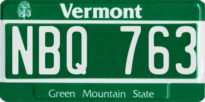 VT license plate NBQ763