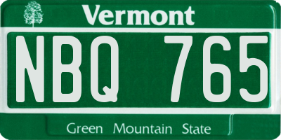 VT license plate NBQ765
