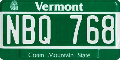 VT license plate NBQ768