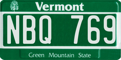 VT license plate NBQ769