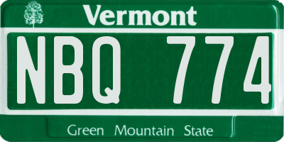 VT license plate NBQ774
