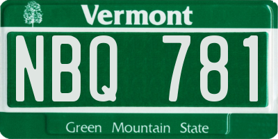 VT license plate NBQ781