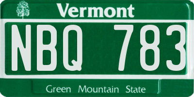 VT license plate NBQ783