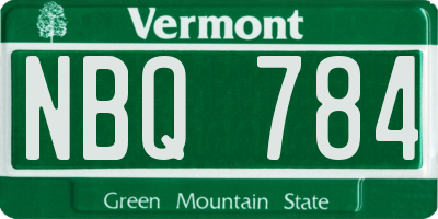 VT license plate NBQ784