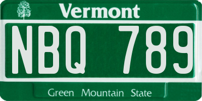 VT license plate NBQ789