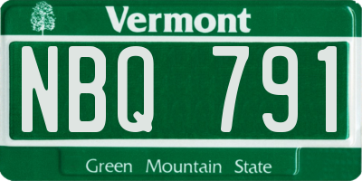 VT license plate NBQ791